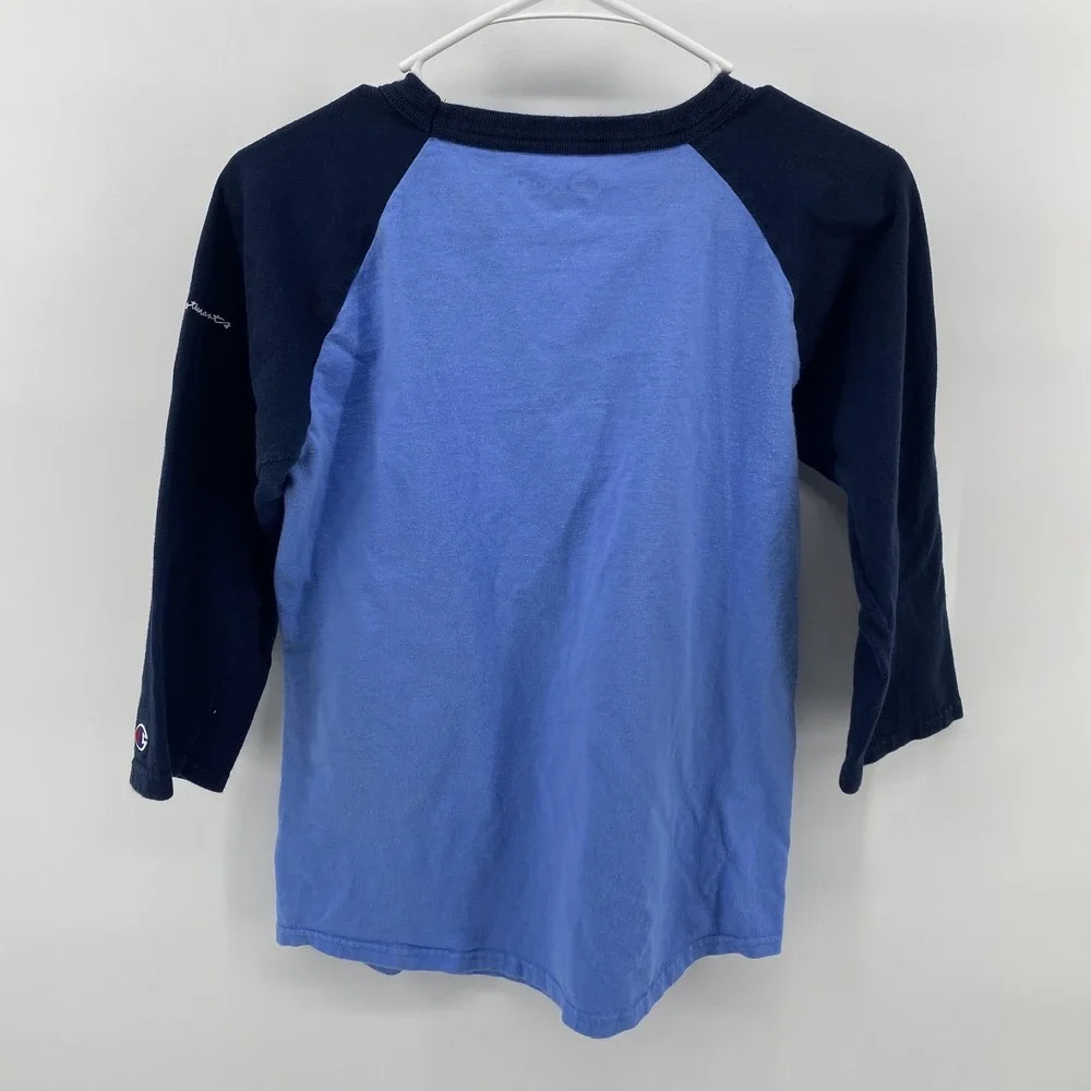 Champion Shirt Boys Small Blue Raglan Ripken Stadium Baseball‎ 3/4 Sleeve Tee